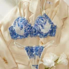 Ellolace Floral Lace Embroidery Lingerie Set Push Up Bra Kit See Through Tulle Exotic Intimate Underwear 6