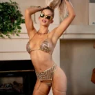 Ellolace Sequin Sexy Adult Lingerie Daring Woman Fancy Gold Matching Bikini Set Shiny Underwear with Chains Below Sexy Set 3