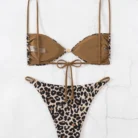 Ellolace Women's Two-Piece Swimsuit Leopard Bandage Bikini New In Matching Set Pearls Sexy Accessories Ensemble Femmes Beachwear 4
