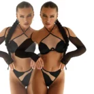 Ellolace Ultra Sexy Lingerie With Sleeve Halter Bra Tulle Underwear Ensemble Natural Clothes Female Skinny Underwear Lingeries 4