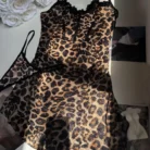 Ellolace Women's Sexy Dress Tempting Asymmetric Deep V Mini Seductive Leopard Party Kit Costume Dark Romance Call Night 6