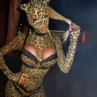 Ellolace Sexy Leopard Cosplay Lingerie Set Hollow Out Long Sleeve Pants Fetish Party Costume with Headgear Kit for Women 5