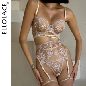 Ellolace Sexy Lace Garter Belt Lingerie Set Fairy Erotic Full Body Intimate Outfit for Women 1