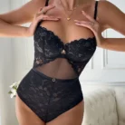 Ellolace Adult Female Backless Bodysuit Sexy Stylish Hot High Waist Lace Girls Attractive See Through High Street Costume Kit 5