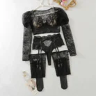Ellolace Daring Lace Lingerie Set for Women with Stockings Erotic Intimate Sissy Underwear Complete Set 6