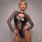 Ellolace Fetish Erotic Costume Sexy Adult Bodysuit Mesh PU Hot Lingerie for Women Crotchless Latex Kinky Body Baby Dolls 2