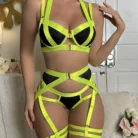 Ellolace Sensual Latex Lingerie Crotchless Panties Erotic Costume Push Up Bra Hot Girl Underwear Luxury Support Underwear 5