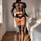 Ellolace Daring Lace Lingerie Set for Women with Stockings Erotic Intimate Sissy Underwear Complete Set 22