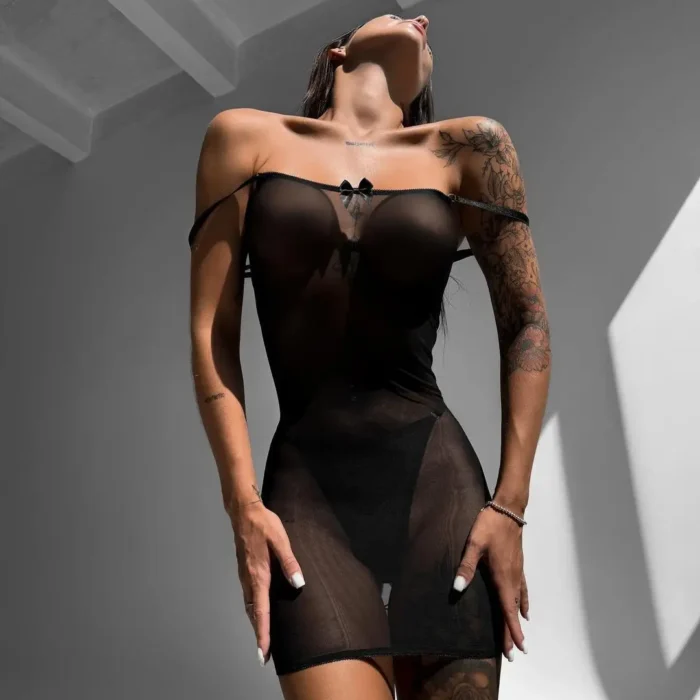 Ellolace Adult Sexy Baby Dolls Ladies Backless Cross Bandage Erotic Hot Clothes Transparent Sex Doll Night Dress Women 2