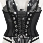 Ellolace Fancy Lingerie Backless Lace Up Corset Set Seamless 3-Piece Push Up Bra Kit Exotic Black Intimate Fine Underwear Set 6