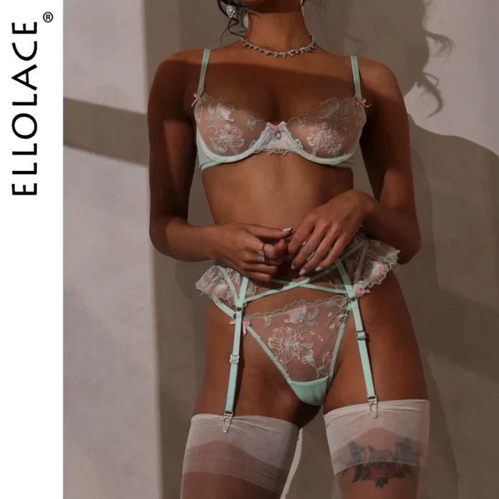 Ellolace Fairy Lingeries Sexy Hot Fancy Floral Transparent Daring Lingerie Attractive Chest Suspenders Erotic Luxury Intimate 1