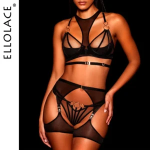 Ellolace Sexy Tulle Bra Lingerie Set Erotic Night Outfits Women’s Matching Underwear 1