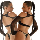 Ellolace Ultra Sexy Lingerie With Sleeve Halter Bra Tulle Underwear Ensemble Natural Clothes Female Skinny Underwear Lingeries 3