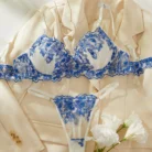 Ellolace Floral Lace Embroidery Lingerie Set Push Up Bra Kit See Through Tulle Exotic Intimate Underwear 3