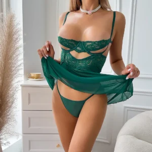 Adult Sexy Pajamas Dress Erotic Summer Hollow Chest Nightwear Fantasy Buckle Closure Women Call Of Night Outfit
