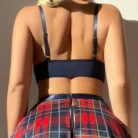 Ellolace Sexy Student Cosplay Lingerie Full Set 6-Piece Plaid Skirt Youth Underwear Accessories for Women 4