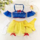 Ellolace Erotic Cosplay Mesh Lingerie Set Role Play Outfit with Garter Belt Frill Trim Exotic Costume 6